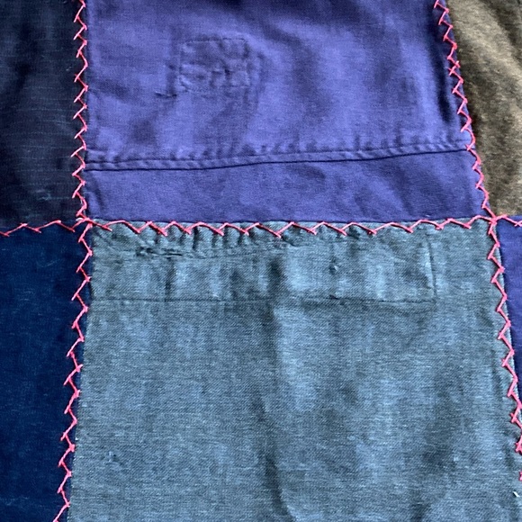 Vtg Handmade Repurposed Fabric Patchwork Quilt Top Unfinished 78"x86" - Picture 15 of 15